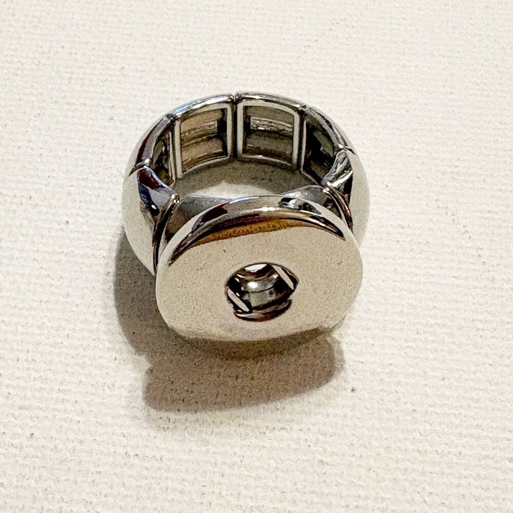Jewelry Crafters Makers Blank Ginger Snap Style Stretch Ring 3 Silver Tone